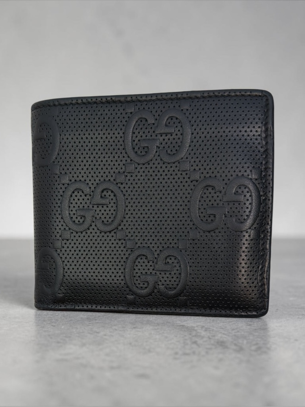 Gucci Black Perforated GG Leather Wallet